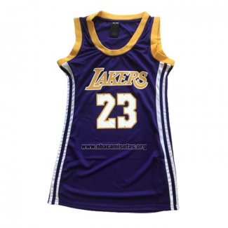 Camiseta Mujer Los Angeles Lakers Lebron James NO 23 Violeta