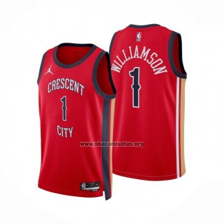 Camiseta New Orleans Pelicans Zion Williamson NO 1 Statement 2023-24 Rojo