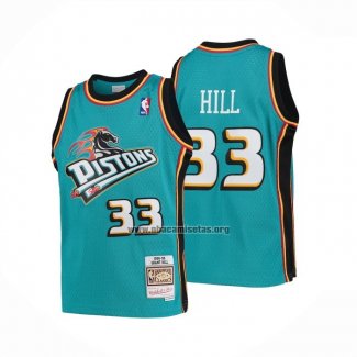 Camiseta Nino Detroit Pistons Grant Hill NO 33 Mitchell & Ness 1998-99 Hardwood Classics Verde