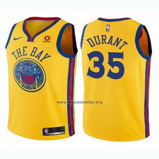 Camiseta Nino Golden State Warriors Kevin Durant NO 35 Ciudad Amarillo