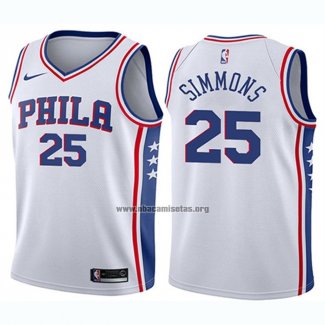 Camiseta Nino Philadelphia 76ers Ben Simmons NO 25 Association 2017-18 Blanco