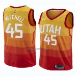 Camiseta Nino Utah Jazz Donovan Mitchell NO 45 Ciudad 2017-18 Naranja