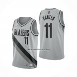 Camiseta Portland Trail Blazers Enes Kanter NO 11 Earned 2020-21 Gris