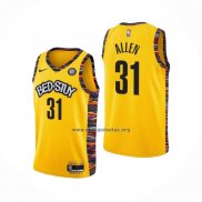 Camiseta Brooklyn Nets Jarrett Allen NO 31 Ciudad 2020-21 Amarillo