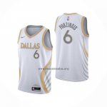 Camiseta Dallas Mavericks Kristaps Porzingis NO 6 Ciudad 2020-21 Blanco