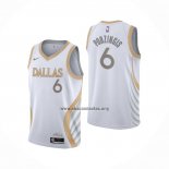 Camiseta Dallas Mavericks Kristaps Porzingis NO 6 Ciudad 2020-21 Blanco