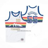 Camiseta Denver Nuggets Dikembe Mutombo NO 55 Hardwood Classics Throwback Blanco