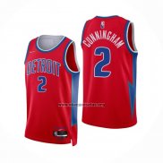 Camiseta Detroit Pistons Cade Cunningham NO 2 Ciudad 2021-22 Rojo