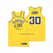 Camiseta Golden State Warriors Stephen Curry NO 30 Hardwood Classic Autentico Amarillo