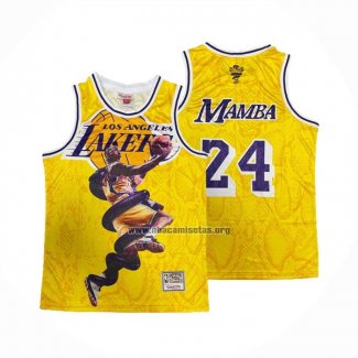 Camiseta Los Angeles Lakers Kobe Bryant NO 24 Mamba Amarillo