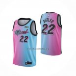 Camiseta Miami Heat Jimmy Butler NO 22 Ciudad 2020-21 Azul Rosa