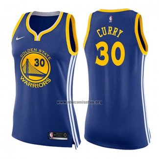 Camiseta Mujer Golden State Warriors Stephen Curry NO 30 Icon 2017-18 Azul