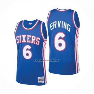 Camiseta Philadelphia 76ers Julius Erving NO 6 Mitchell & Ness 1976-77 Azul