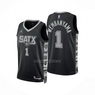 Camiseta San Antonio Spurs Victor Wembanyama NO 1 Statement 2022-23 Negro