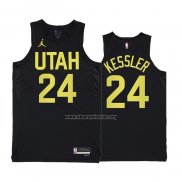 Camiseta Utah Jazz Walker Kessler NO 24 Statement 2022-23 Negro