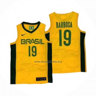 Camiseta Brasil Leandro Barbosa NO 19 2019 FIBA Baketball World Cup Amarillo