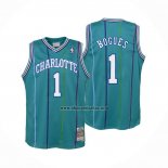 Camiseta Charlotte Hornets Muggsy Bogues NO 1 Hardwood Classics 1992-93 Verde