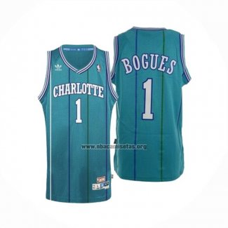 Camiseta Charlotte Hornets Muggsy Bogues NO 1 Retro Azul