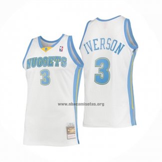 Camiseta Denver Nuggets Allen Iverson NO 3 Mitchell & Ness 2006-07 Blanco