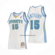 Camiseta Denver Nuggets Carmelo Anthony NO 15 Mitchell & Ness 2006-07 Blanco