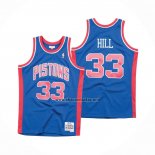 Camiseta Detroit Pistons Grant Hill NO 33 Hardwood Classics Throwback Azul