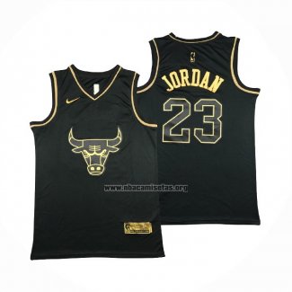 Camiseta Golden Edition Chicago Bulls Michael Jordan NO 23 Negro