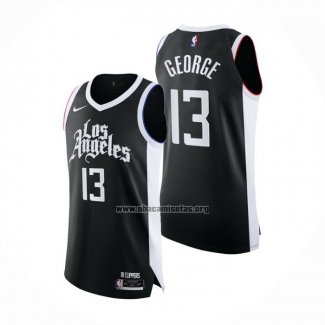 Camiseta Los Angeles Clippers Paul George NO 13 Ciudad 2020-21 Autentico Negro