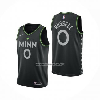 Camiseta Minnesota Timberwolves D'angelo Russell NO 0 Ciudad 2020-21 Negro