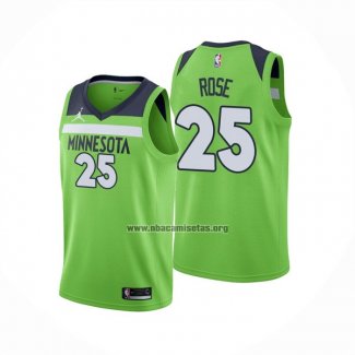 Camiseta Minnesota Timberwolves Derrick Rose NO 25 Statement 2020-21 Verde