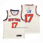 Camiseta New York Knicks Jeremy Lin NO 17 Association Blanco