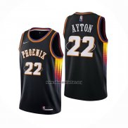 Camiseta Phoenix Suns Deandre Ayton NO 22 75th Anniversary 2022 Negro