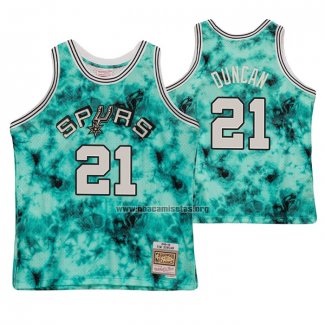 Camiseta San Antonio Spurs Tim Duncan NO 21 Galaxy Verde