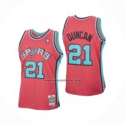 Camiseta San Antonio Spurs Tim Duncan NO 21 Mitchell & Ness 1998-99 Rosa