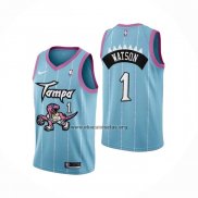 Camiseta Toronto Raptors Paul Watson NO 1 Ciudad 2020-21 Rosa Azul