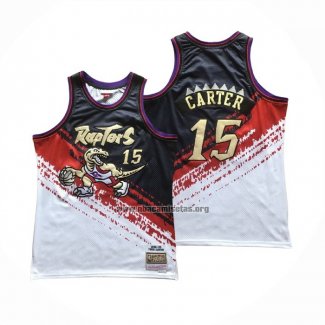 Camiseta Toronto Raptors Vince Carter NO 15 Mitchell & Ness Negro Rojo