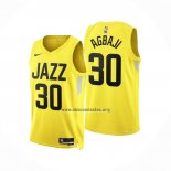 Camiseta Utah Jazz Ochai Agbaji NO 30 Icon 2022-23 Amarillo