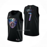 Camiseta Brooklyn Nets Kevin Durant NO 7 Iridescent Logo Negro