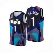 Camiseta Brooklyn Nets Mikal Bridges NO 1 Ciudad 2023-24 Negro