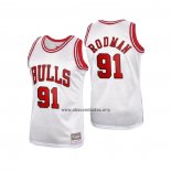Camiseta Chicago Bulls Dennis Rodman NO 91 Mitchell & Ness 1997-98 Blanco