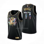 Camiseta Golden Edition Dallas Mavericks Luka Doncic NO 77 2021-22 Negro