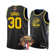 Camiseta Golden State Warriors Stephen Curry NO 30 Ciudad 2022 NBA Finals Negro