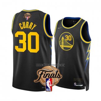 Camiseta Golden State Warriors Stephen Curry NO 30 Ciudad 2022 NBA Finals Negro