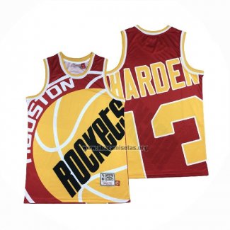 Camiseta Houston Rockets James Harden NO 13 Mitchell & Ness Big Face Rojo