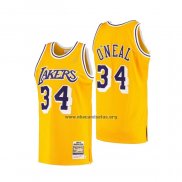 Camiseta Los Angeles Lakers Shaquille O'Neal NO 34 Mitchell & Ness 1996-97 Amarillo