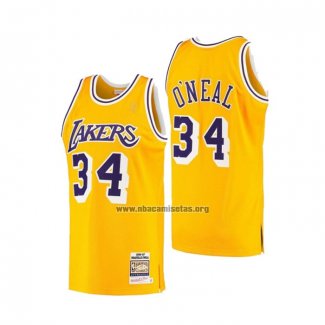 Camiseta Los Angeles Lakers Shaquille O'Neal NO 34 Mitchell & Ness 1996-97 Amarillo