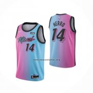 Camiseta Miami Heat Tyler Herro NO 14 Ciudad 2020-21 Azul Rosa