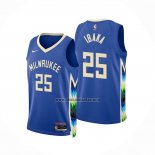 Camiseta Milwaukee Bucks Serge Ibaka NO 25 Ciudad 2022-23 Azul
