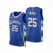 Camiseta Milwaukee Bucks Serge Ibaka NO 25 Ciudad 2022-23 Azul