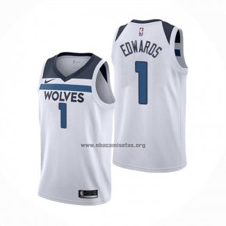 Camiseta Minnesota Timberwolves Anthony Edwards NO 1 Association Blanco