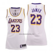 Camiseta Mujer Los Angeles Lakers Lebron James NO 23 Association Blanco